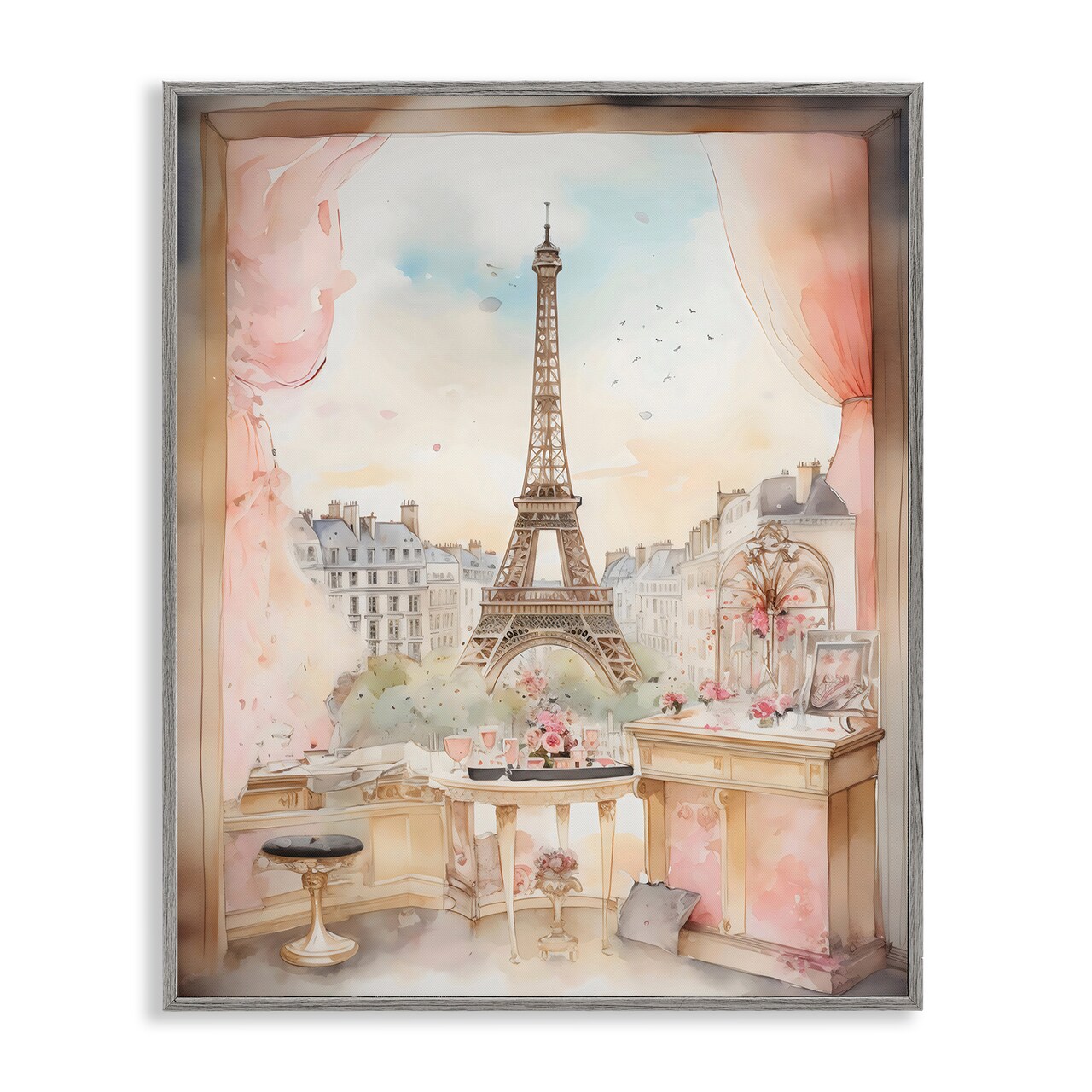 Stupell Industries Eiffel Tower Window View Framed Giclee, design by Creative Studio